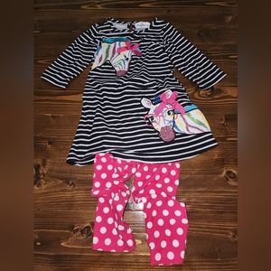 Rare Editions Girls Outfit Zebra Size 4 Polka Dots
